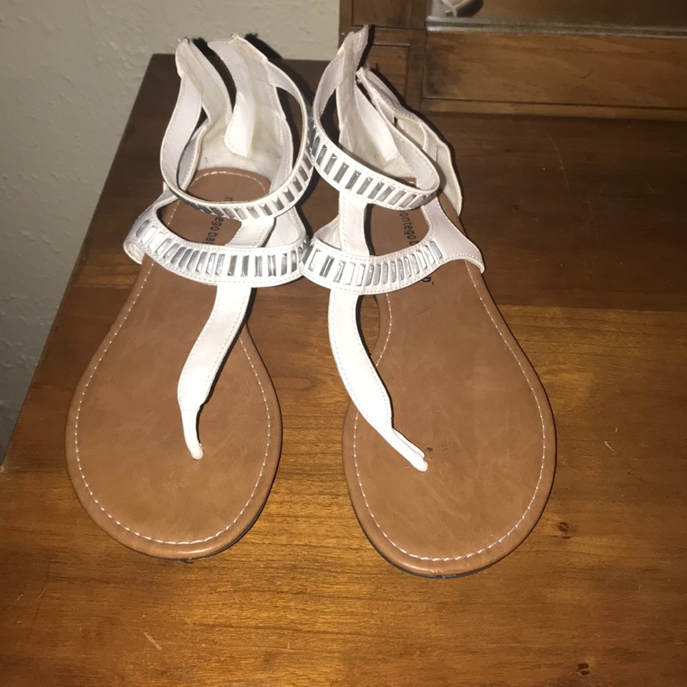 White strappy sandals. Size 10